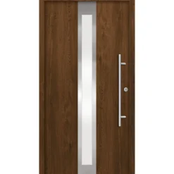 SplenDoor  Premium-Haustür Passivedoor Stockholm RC2 energiesparend einbruchsicher nussbaum 100 x 200 cm rechts
