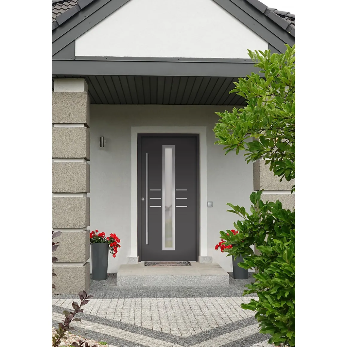 SplenDoor Premium-Haustür Passivedoor Lund RC2 energiesparend einbruchsicher anthrazit 100 x 210 cm links