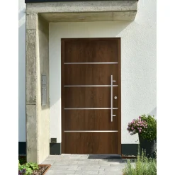 SplenDoor  Premium-Haustür Passivedoor Visby RC2 energiesparend einbruchsicher nussbaum 100 x 210 cm rechts
