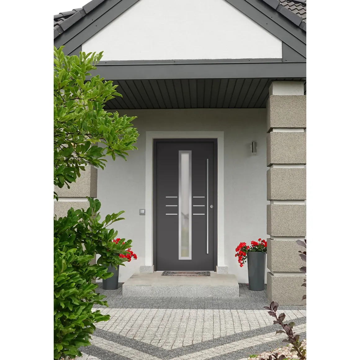 SplenDoor Premium-Haustür Passivedoor Lund RC2 energiesparend einbruchsicher anthrazit 110 x 210 cm rechts
