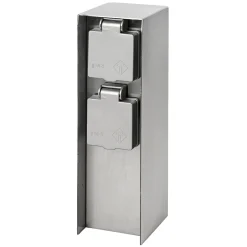 Steckdosensäule ORIO 2fach IP44 Eisen-gebürstet