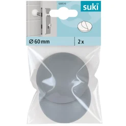 Suki Wandpuffer-Set mit Schrauben klebend 6 cm grau 2 Stück