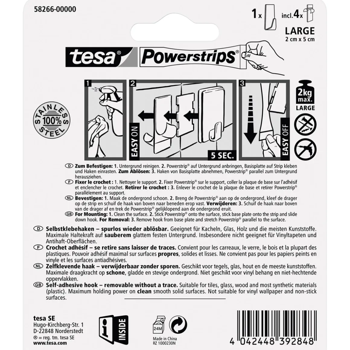 Tesa Haken Powerstrips Large Rechteckig Metall