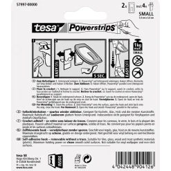Tesa Haken Powertstripe Small Metallic Rechteck 2 Haken und 4 Strips
