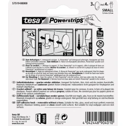 Tesa Haken Powertstripe Small chrom Oval 3 Haken und 4 Strips