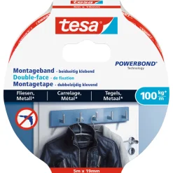Tesa Montageband für Fliesen 5 m x 19 mm Traglast 100 kg