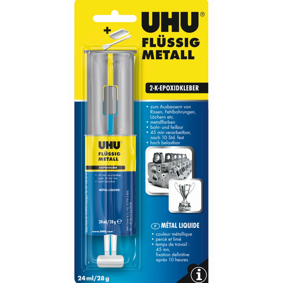 UHU Zwei-Komponenten-Klebstoff Flüssig Metall 28 g