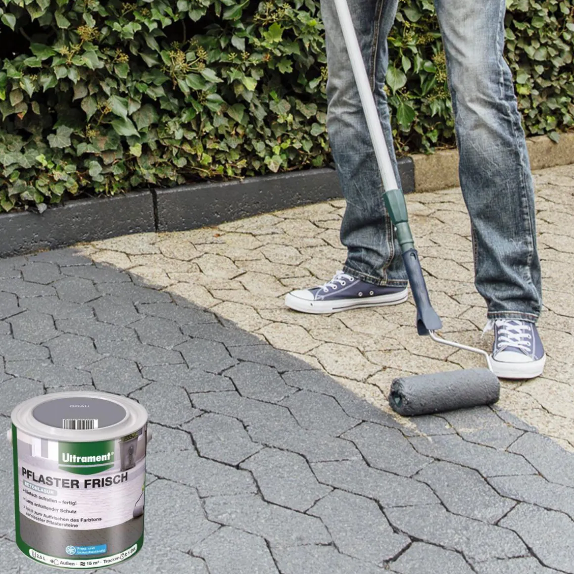 Ultrament Betonlasur Pflaster Frisch grau 2,5 L für ca 15 m²
