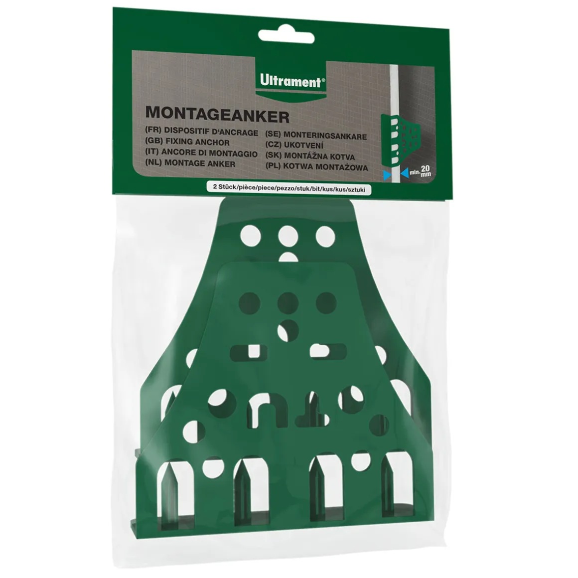 Ultrament Montageanker 2 St/Beutel zur Befestigung an der Wand