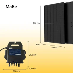 VALE Balkonkraftwerk 800 Watt Full Black mit Halterung - 830 Wp APsystems Wechselrichter
