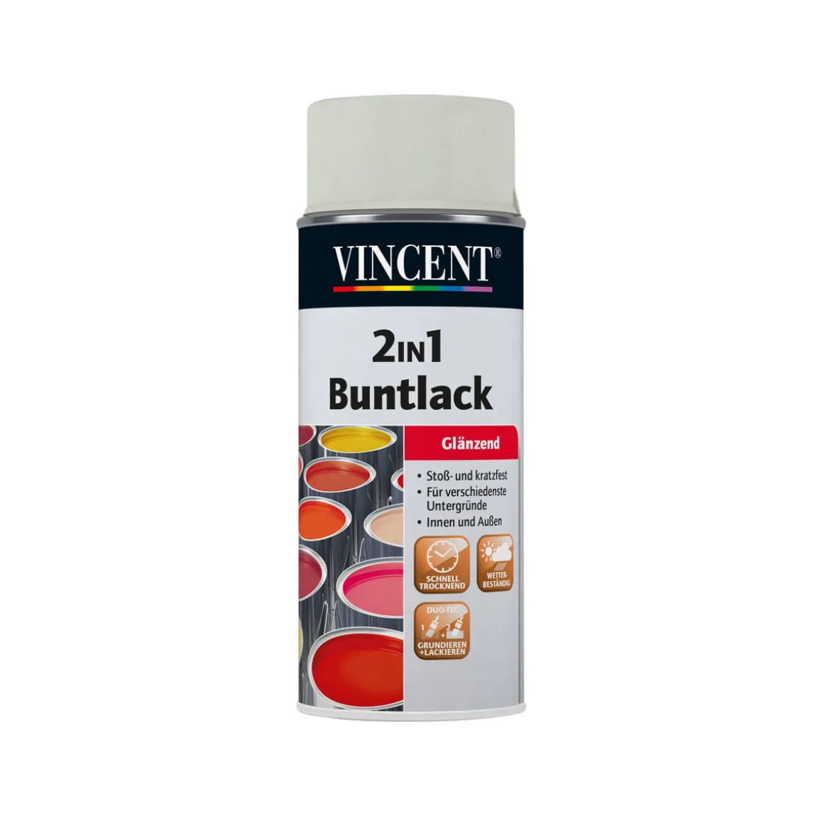 Vincent 2in1 Buntsprühlack lichtgrau 0,15 L Glänzend