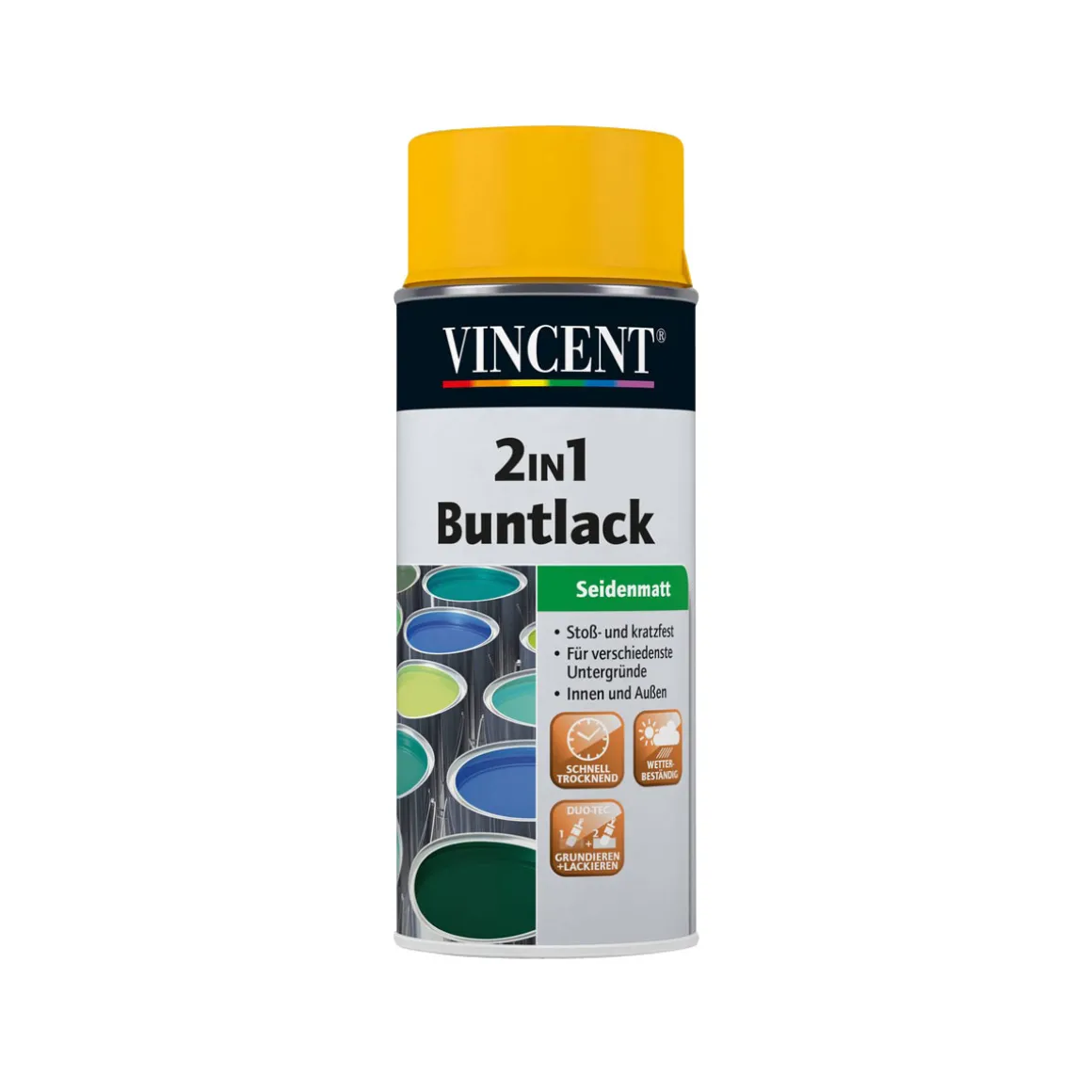 Vincent 2in1 Buntsprühlack rapsgelb seidenmatt 0,15 L