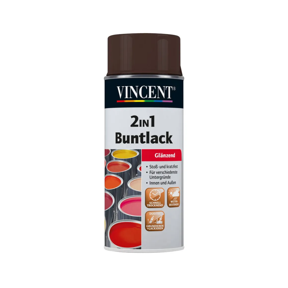 Vincent 2in1 Buntsprühlack schokobraun 0,15 L Glänzend