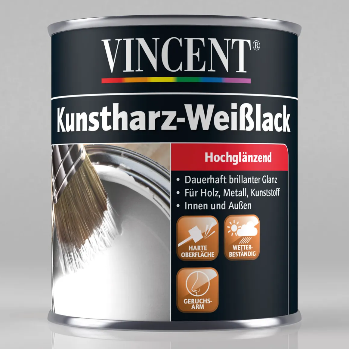 Vincent Kunstharz Weißlack Brilliantweiß hochglänzend 125 ml