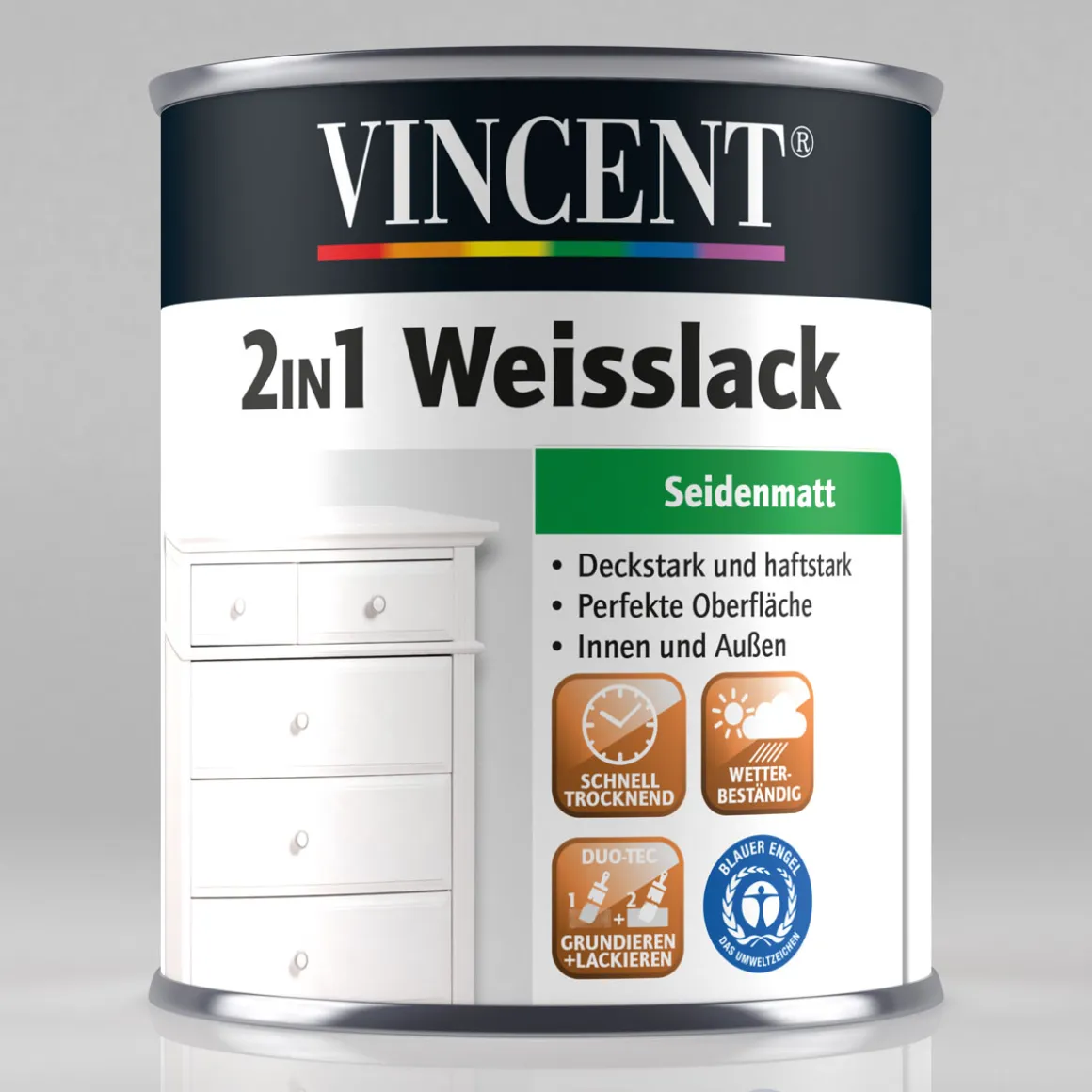 Vincent Weißlack 2in1 Brilliantweiß seidenmatt 125 ml
