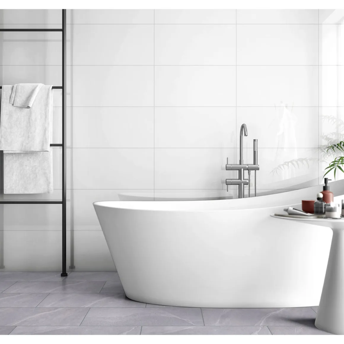 Wandfliese weiß glänzend 30 x 60 x 0,75 cm