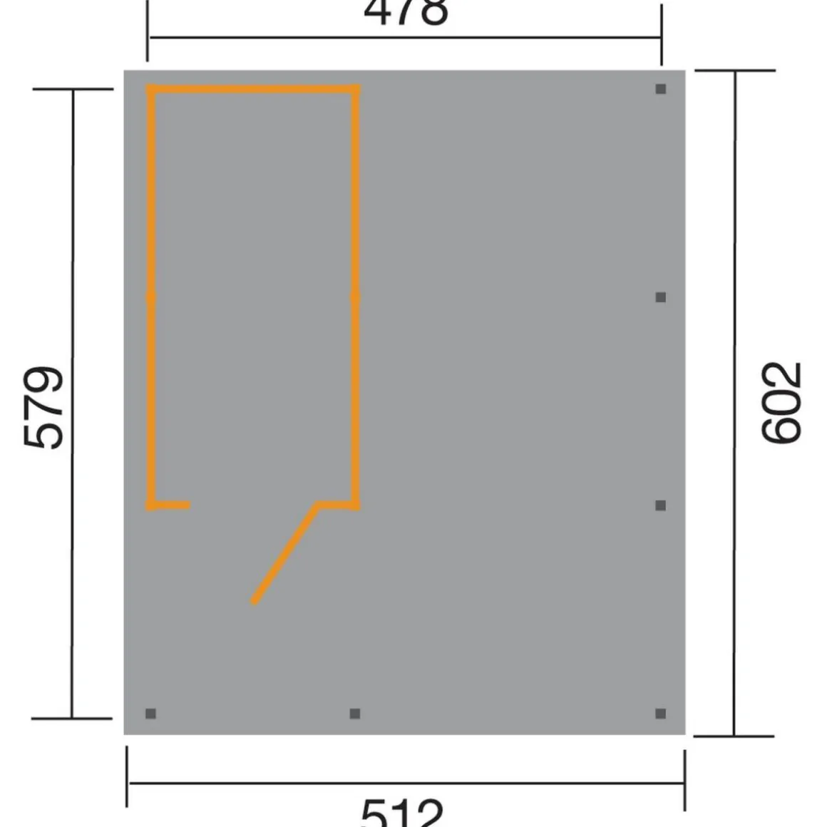 Weka Carport 607 inklusive Geräteraum 512 x 602 x 233 cm