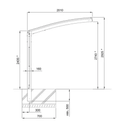 Ximax Carport Alu Portoforte 60 Mini SL LxB 4954 x 2010 mm Edelstahl-Look