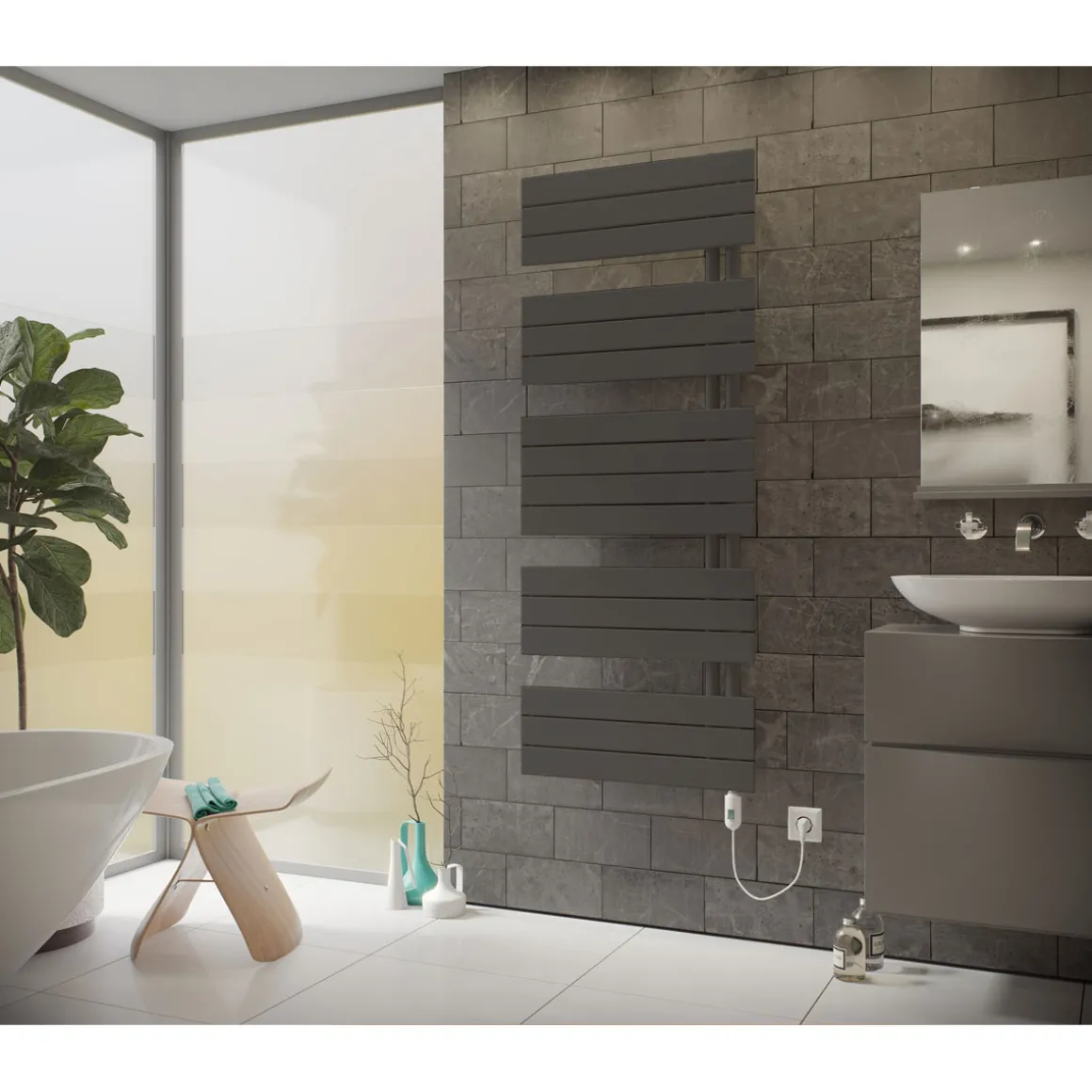 Ximax Elektrischer Handtuchwärmer P2-Open 1720 x 600 mm 900 Watt Typ 2 Anthrazit